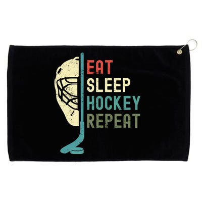 Eat Sleep Hockey Repeat Hockey Retro Ice Hockey Grommeted Golf Towel