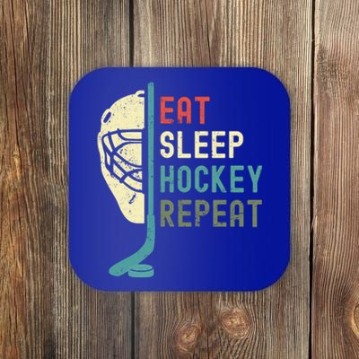 Eat Sleep Hockey Repeat Hockey Retro Ice Hockey Coaster