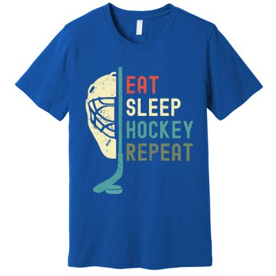 Eat Sleep Hockey Repeat Hockey Retro Ice Hockey Premium T-Shirt