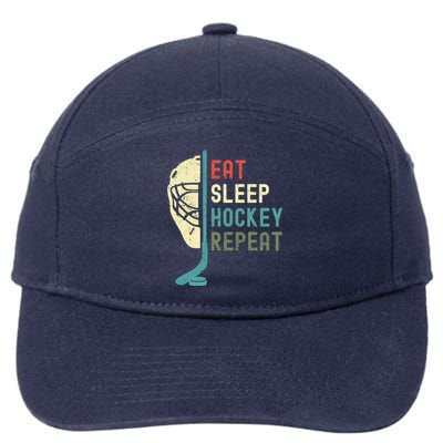 Eat Sleep Hockey Repeat Hockey Retro Ice Hockey 7-Panel Snapback Hat