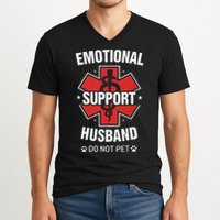 Emotional Support Husband Do Not Pet V-Neck T-Shirt