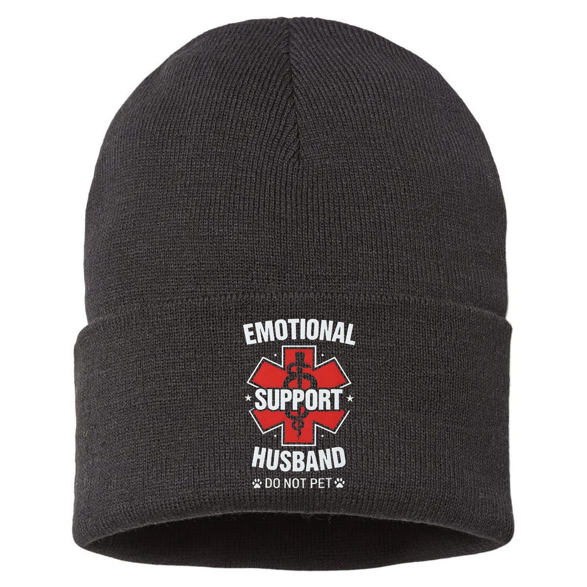 Emotional Support Husband Do Not Pet Sustainable Knit Beanie
