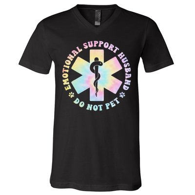 Emotional Support Husband Do Not Pet Funny V-Neck T-Shirt
