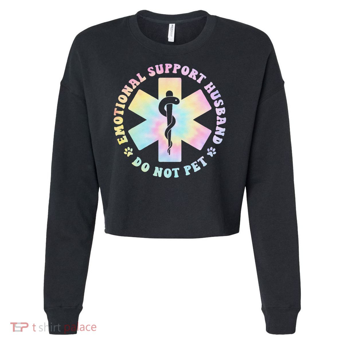 Emotional Support Husband Do Not Pet Funny Cropped Pullover Crew