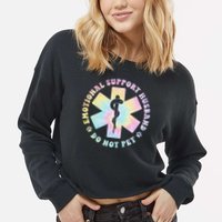 Emotional Support Husband Do Not Pet Funny Cropped Pullover Crew