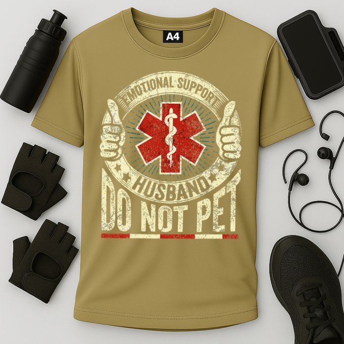 Emotional Support Husband Do Not Pet Cooling Performance Crew T-Shirt