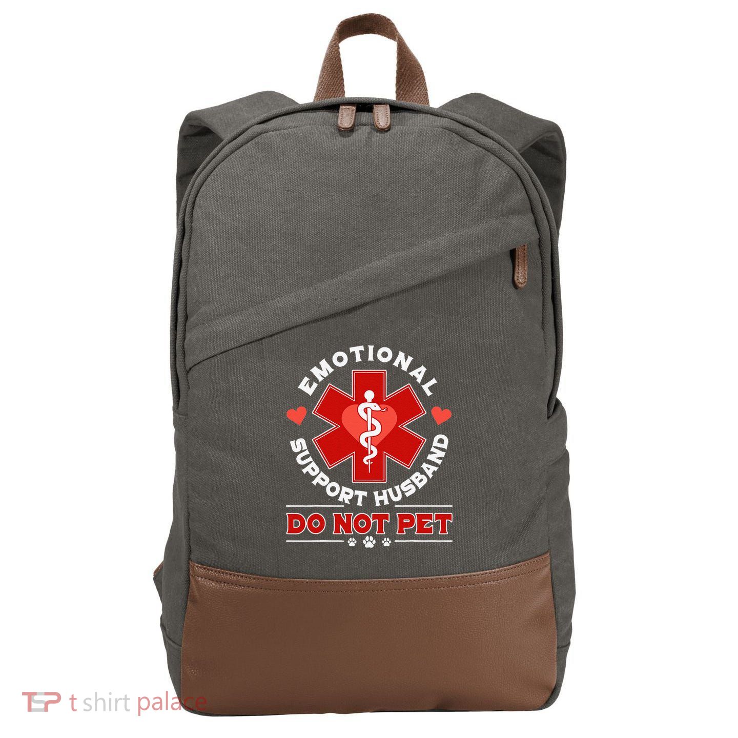Emotional Support Husband Do Not Pet Cotton Canvas Backpack