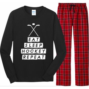 Eat Sleep Hockey Ice Hockey Gift Long Sleeve Pajama Set