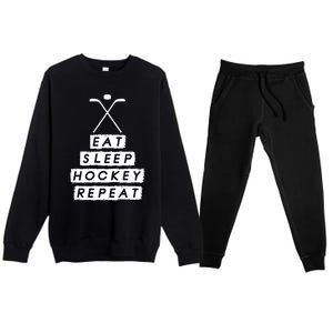 Eat Sleep Hockey Ice Hockey Gift Premium Crewneck Sweatsuit Set