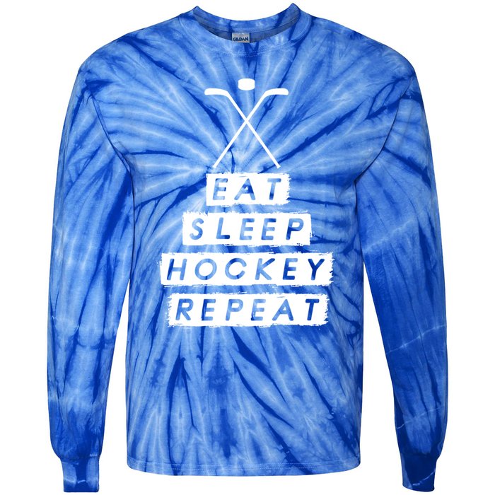 Eat Sleep Hockey Ice Hockey Gift Tie-Dye Long Sleeve Shirt