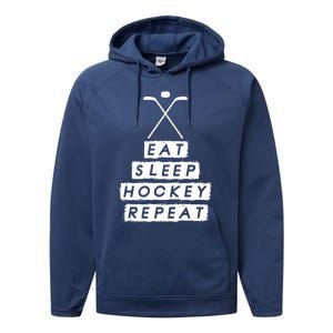 Eat Sleep Hockey Ice Hockey Gift Performance Fleece Hoodie