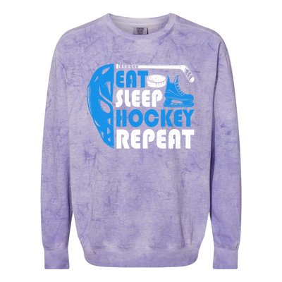 Eat Sleep Hockey Repeat Christmas For N Adult Hockey Gift Colorblast Crewneck Sweatshirt