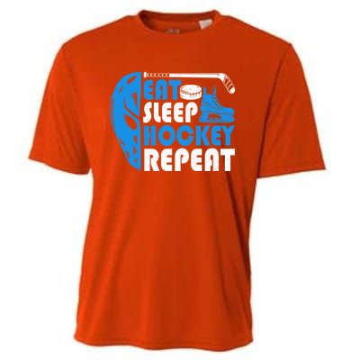 Eat Sleep Hockey Repeat Christmas For N Adult Hockey Gift Cooling Performance Crew T-Shirt