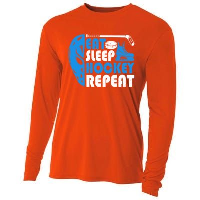 Eat Sleep Hockey Repeat Christmas For N Adult Hockey Gift Cooling Performance Long Sleeve Crew