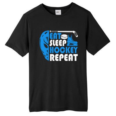 Eat Sleep Hockey Repeat Christmas For N Adult Hockey Gift Tall Fusion ChromaSoft Performance T-Shirt