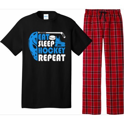 Eat Sleep Hockey Repeat Christmas For N Adult Hockey Gift Pajama Set