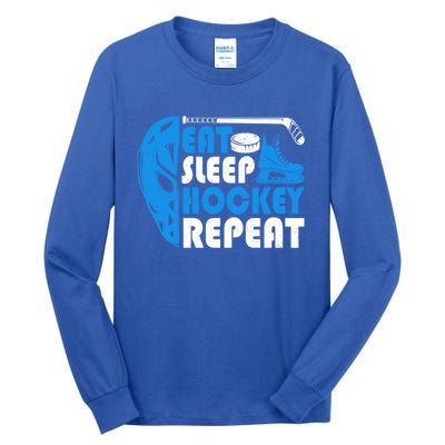 Eat Sleep Hockey Repeat Christmas For N Adult Hockey Gift Tall Long Sleeve T-Shirt