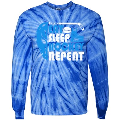 Eat Sleep Hockey Repeat Christmas For N Adult Hockey Gift Tie-Dye Long Sleeve Shirt