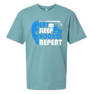 Eat Sleep Hockey Repeat Christmas For N Adult Hockey Gift Sueded Cloud Jersey T-Shirt