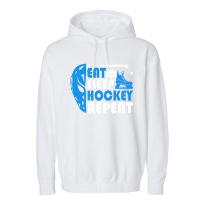 Eat Sleep Hockey Repeat Christmas For N Adult Hockey Gift Garment-Dyed Fleece Hoodie