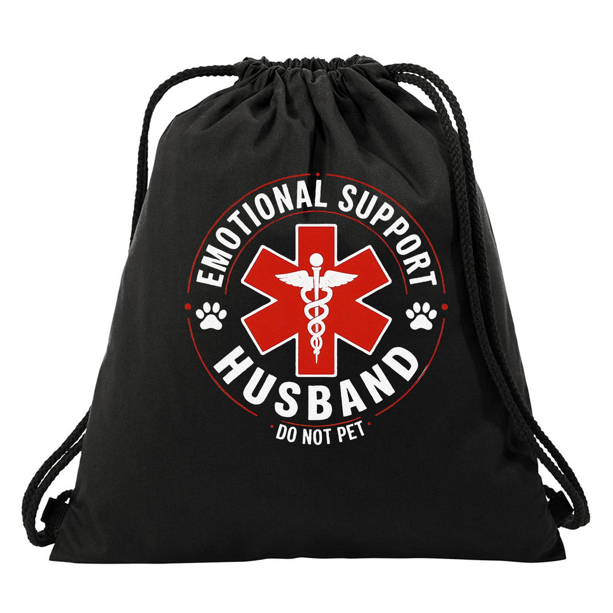 Emotional Support Husband Do Not Pet Drawstring Bag
