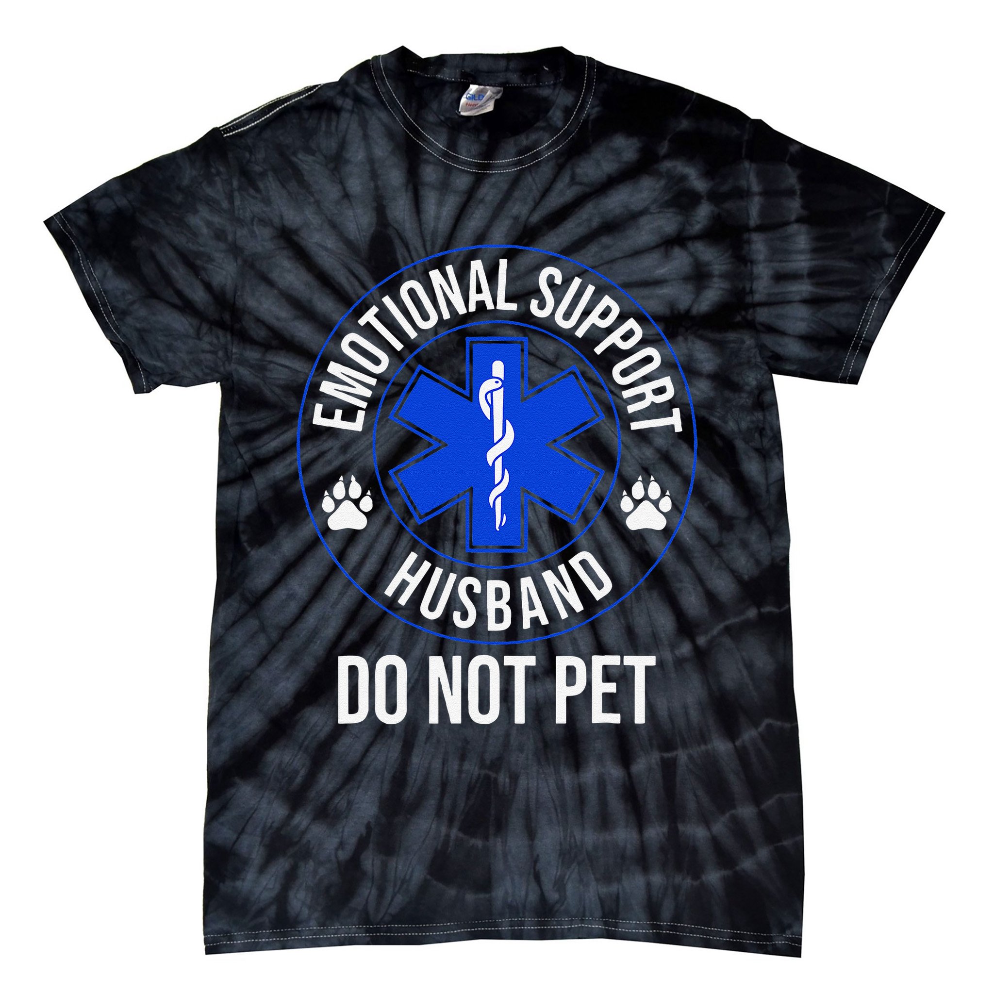 Emotional Support Husband Do Not Pet Funny Trendy Women Tie-Dye T-Shirt