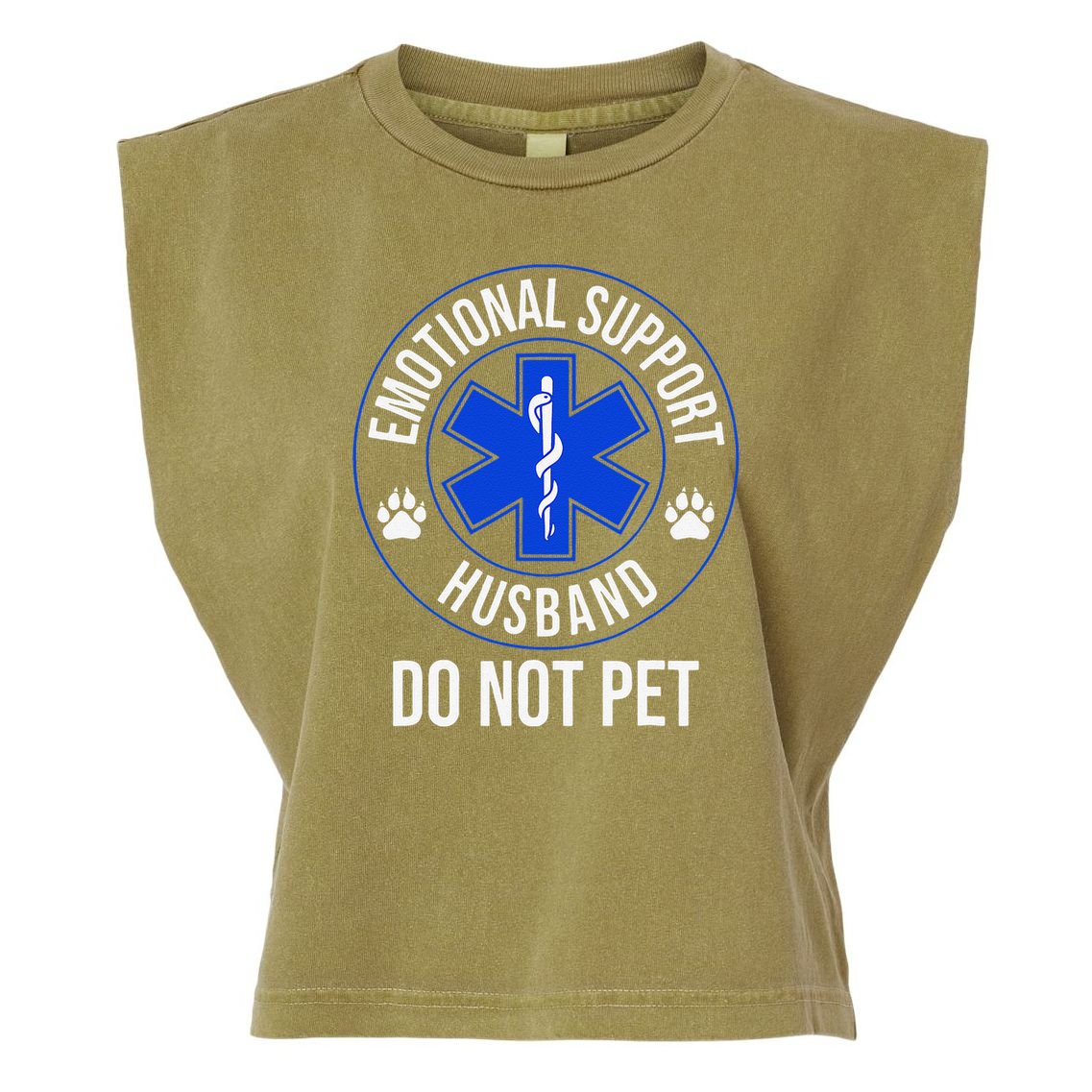 Emotional Support Husband Do Not Pet Funny Trendy Women Garment-Dyed Women's Muscle Tee
