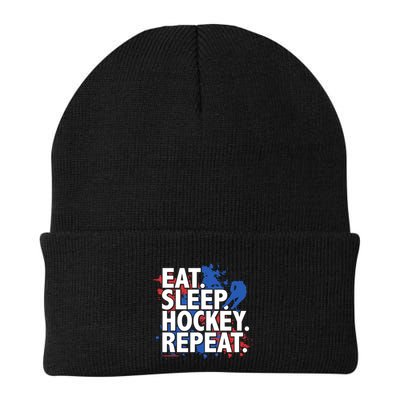 Eat Sleep Hockey Repeat Funny Hockey Player Saying Slogan Gift Beanie