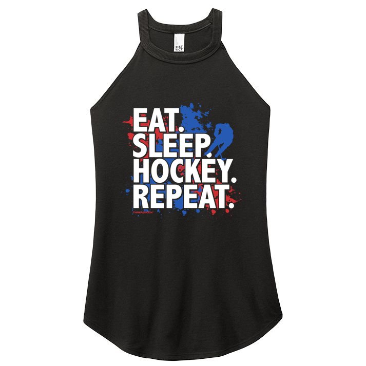 Eat Sleep Hockey Repeat Funny Hockey Player Saying Slogan Gift Women's Perfect Tri Rocker Tank