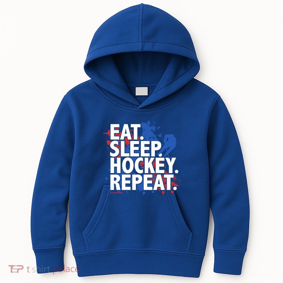 Eat Sleep Hockey Repeat Funny Hockey Player Saying Slogan Gift Kids Hoodie