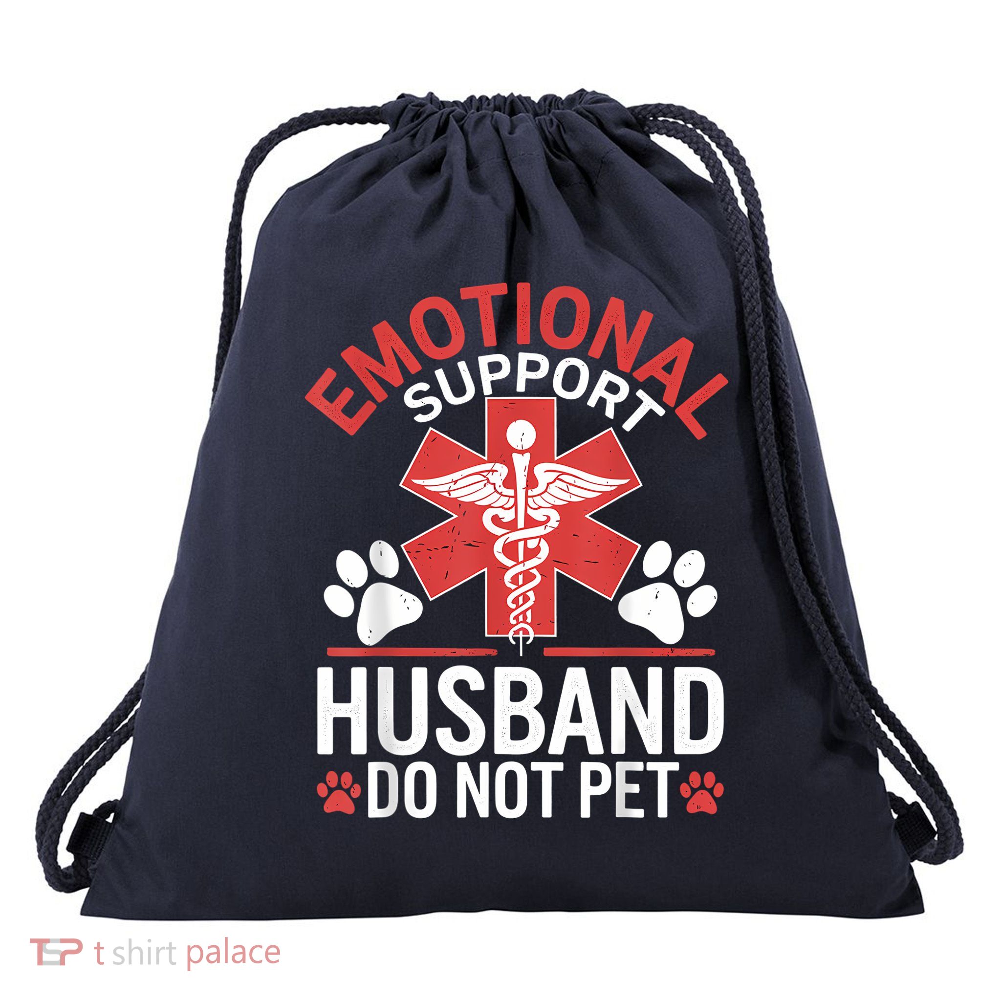Emotional Support Husband Do Not Pet Funny Drawstring Bag