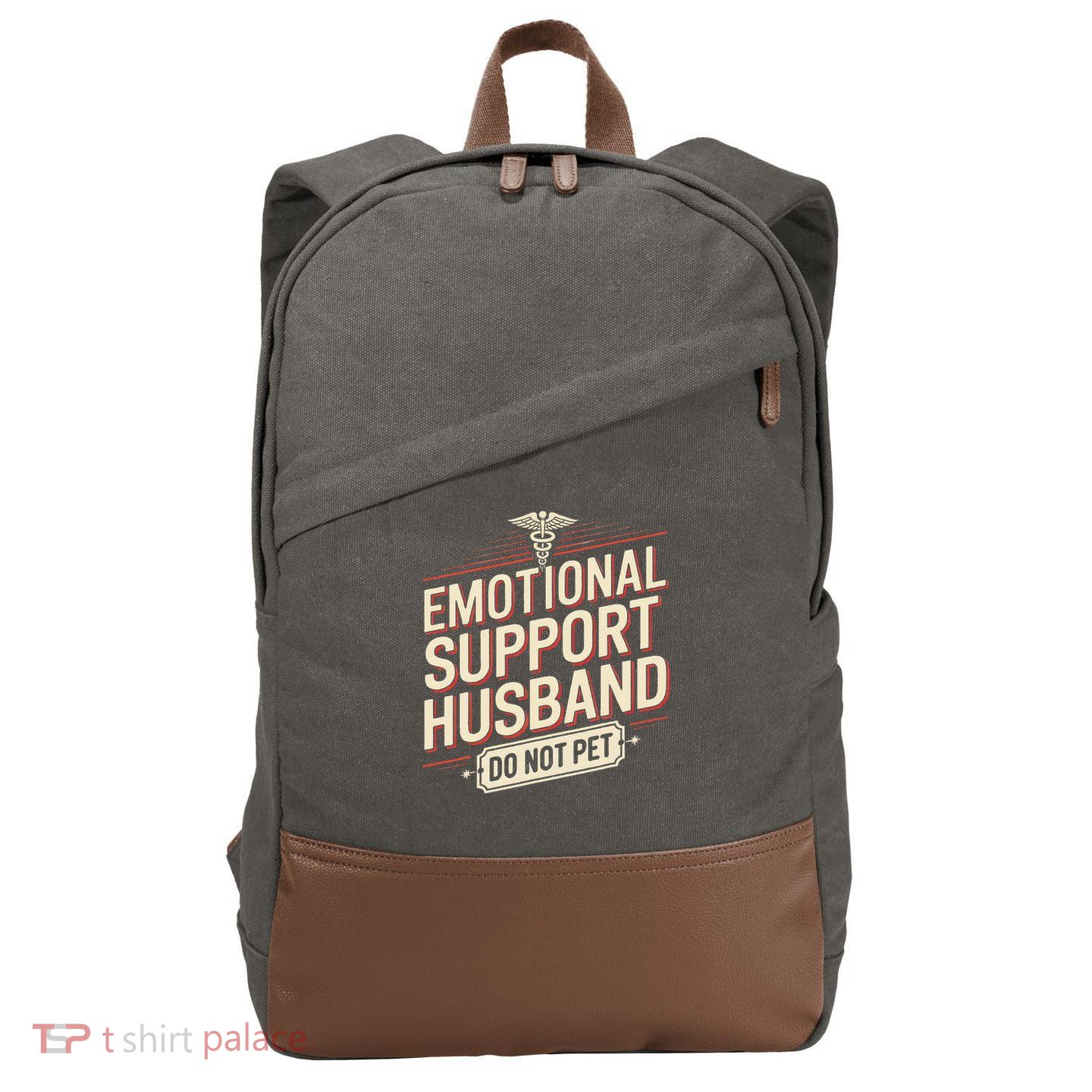 Emotional Support Husband Do Not Pet Cotton Canvas Backpack
