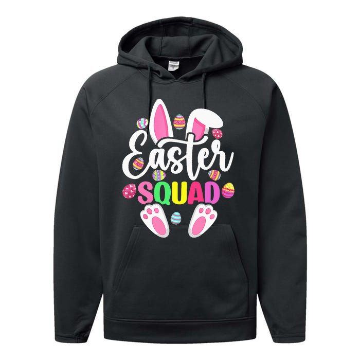 Easter Squad Happy Easter Cute Bunny Rabbit Crew Hunting Egg Performance Fleece Hoodie