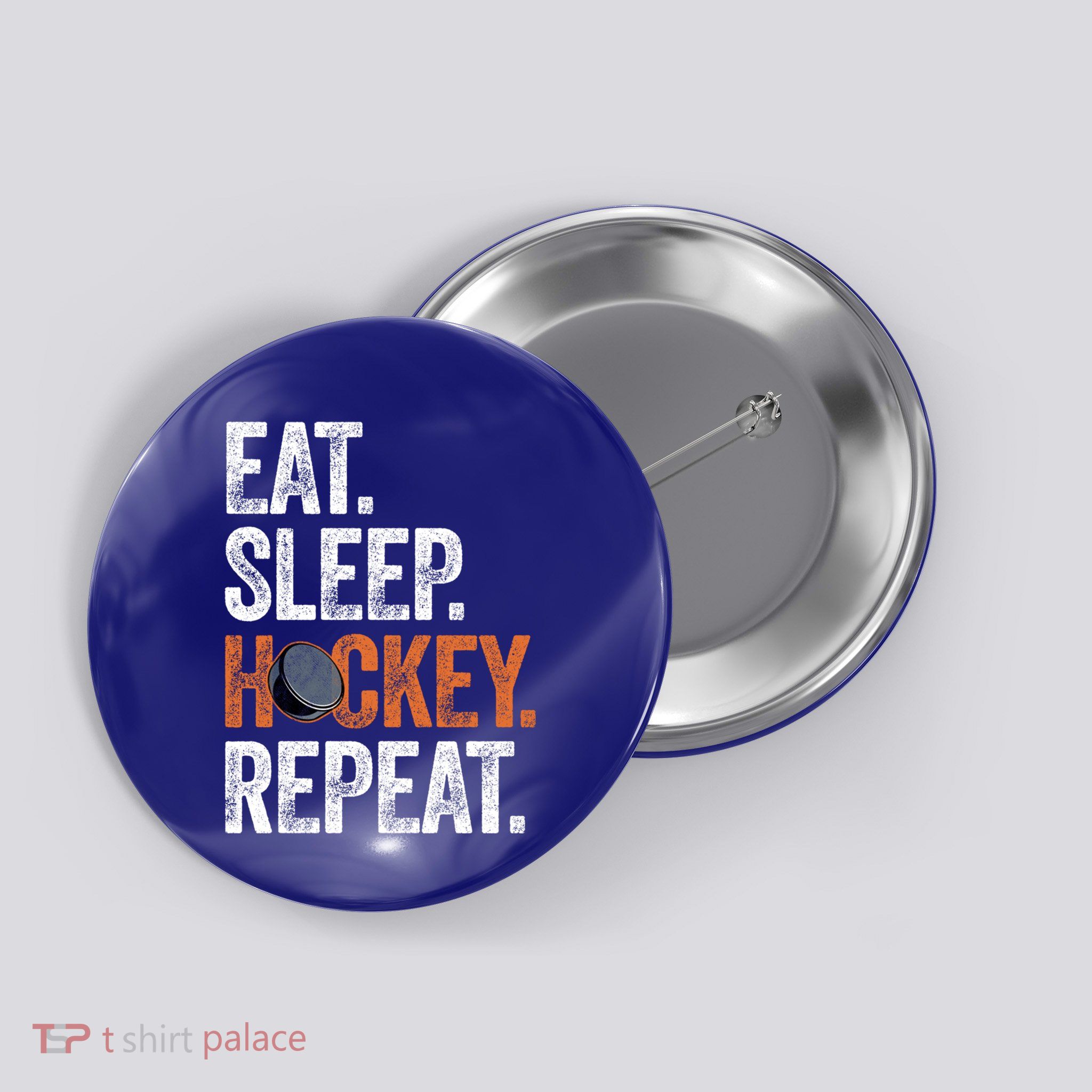Eat Sleep Hockey Repeat Funny Ice Hockey Players Routine Meaningful Gift Button