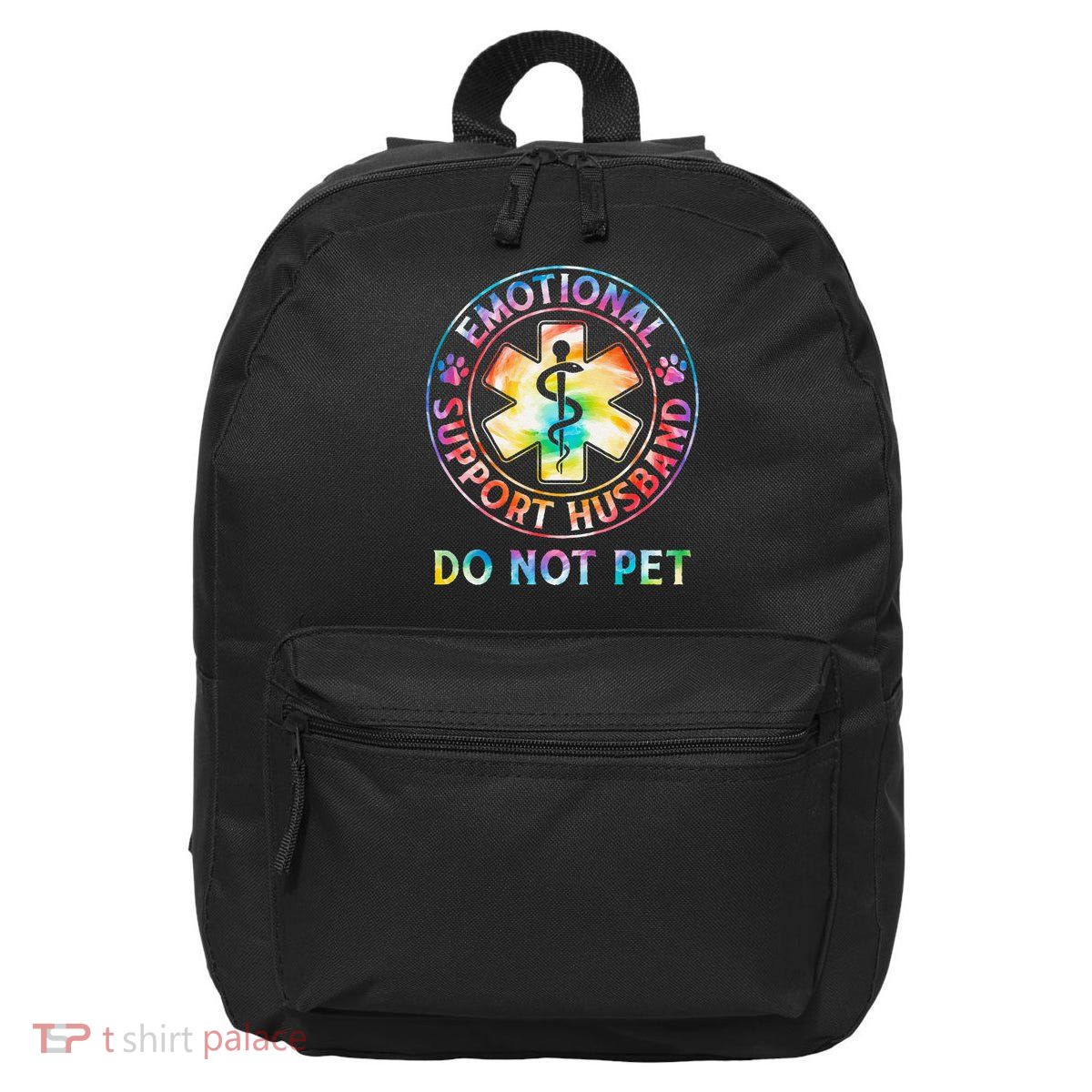 Emotional Support Husband Do Not Pet Tie Dye Funny Marriage 16 in Basic Backpack