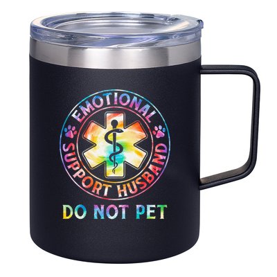 Emotional Support Husband Do Not Pet Tie Dye Funny Marriage 12oz Stainless Steel Coffee Mug