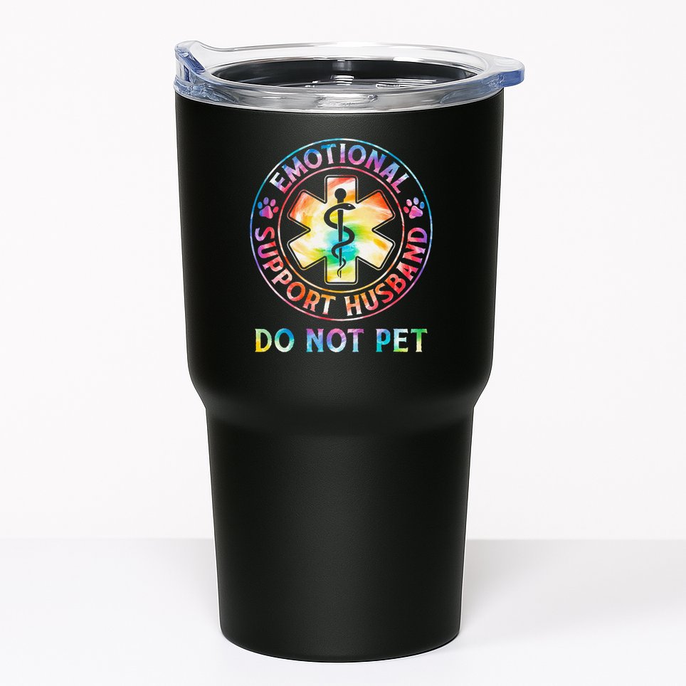 Emotional Support Husband Do Not Pet Tie Dye Funny Marriage Tumbler