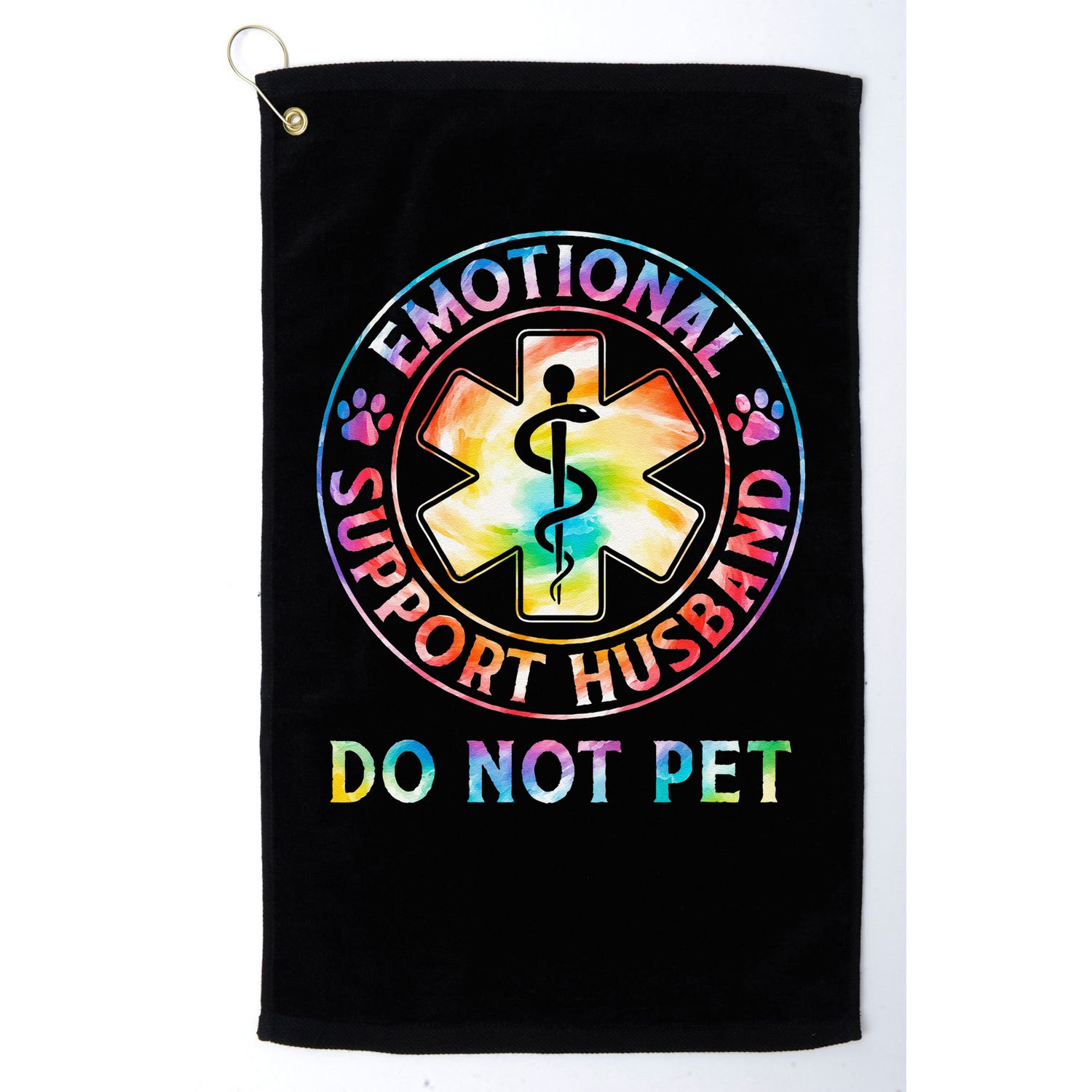 Emotional Support Husband Do Not Pet Tie Dye Funny Marriage Golf Towel