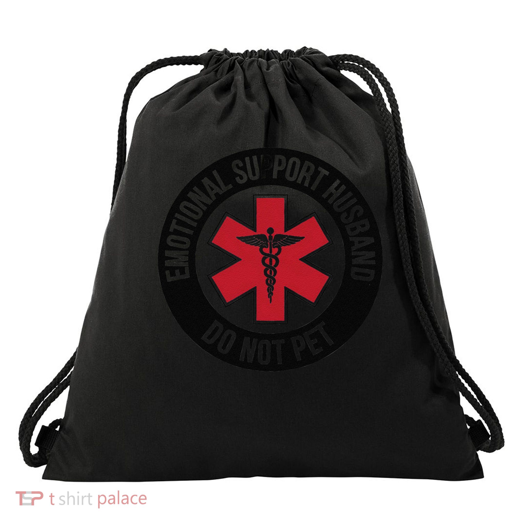 Emotional Support Husband Do Not Pet Drawstring Bag