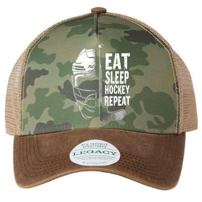 Eat Sleep Hockey Repeat Hockey Enthusiast Gift Legacy Tie Dye Trucker Hat