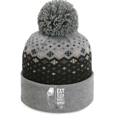 Eat Sleep Hockey Repeat Hockey Enthusiast Gift The Baniff Cuffed Pom Beanie