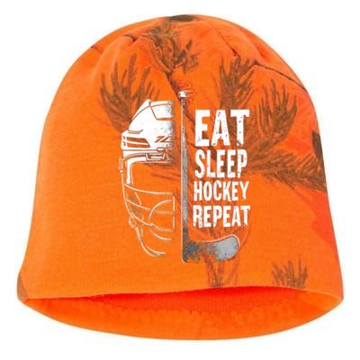 Eat Sleep Hockey Repeat Hockey Enthusiast Gift Kati - Camo Knit Beanie