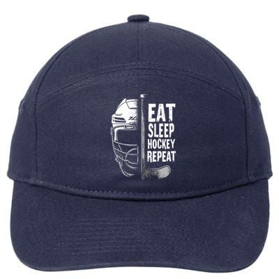 Eat Sleep Hockey Repeat Hockey Enthusiast Gift 7-Panel Snapback Hat