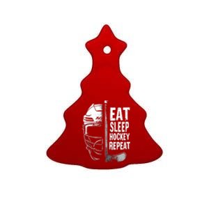 Eat Sleep Hockey Repeat Hockey Enthusiast Gift Ceramic Tree Ornament