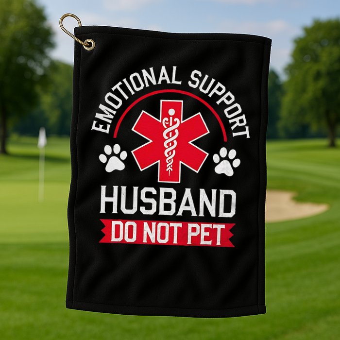 Emotional Support Husband Do Not Pet Golf Towel