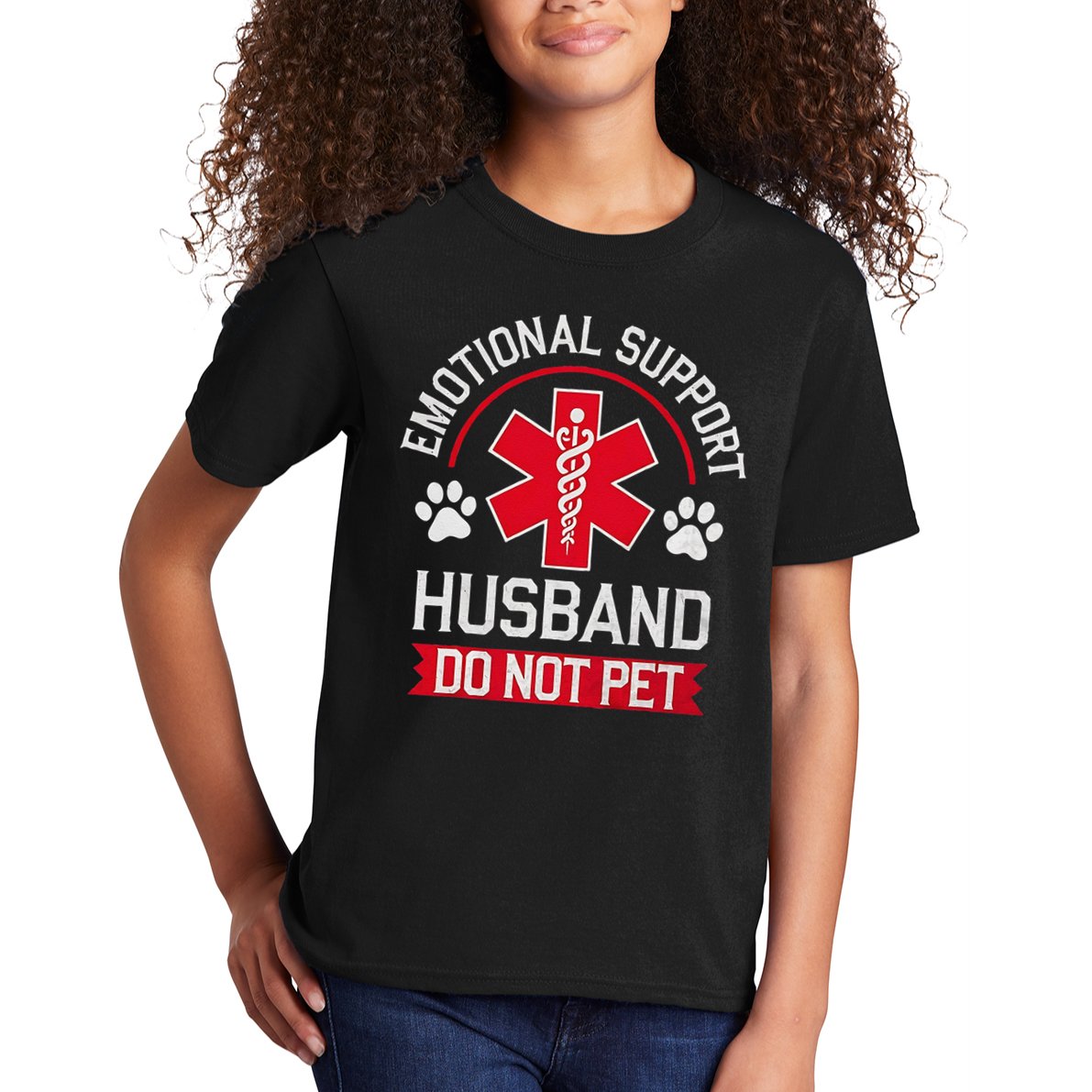 Emotional Support Husband Do Not Pet Kids T-Shirt