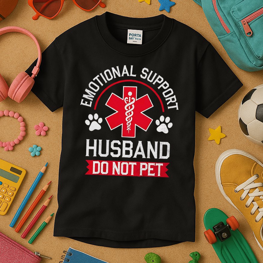 Emotional Support Husband Do Not Pet Kids T-Shirt