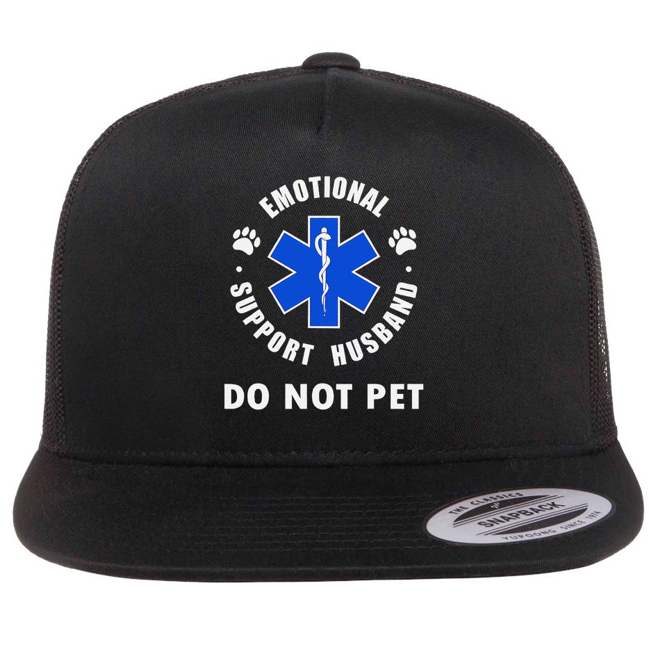 Emotional Support Husband Do Not Pet Flat Bill Trucker Hat