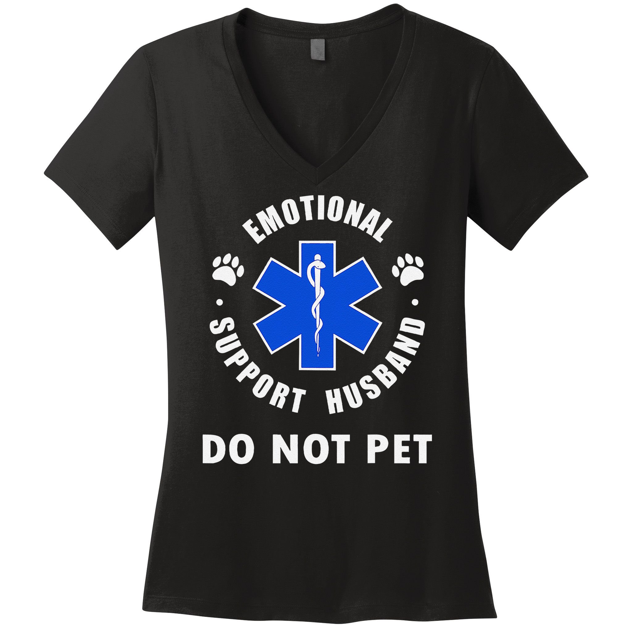 Emotional Support Husband Do Not Pet Women's V-Neck T-Shirt