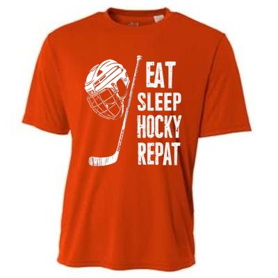 Eat Sleep Hockey Repeat Hockey Sport Meaningful Gift Cooling Performance Crew T-Shirt